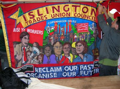 Colourful trade union historical banner