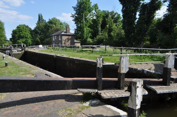 Canal lock, house in the background