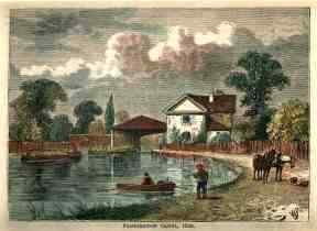 print of the Paddington Arm, 1820 showing a toll office
